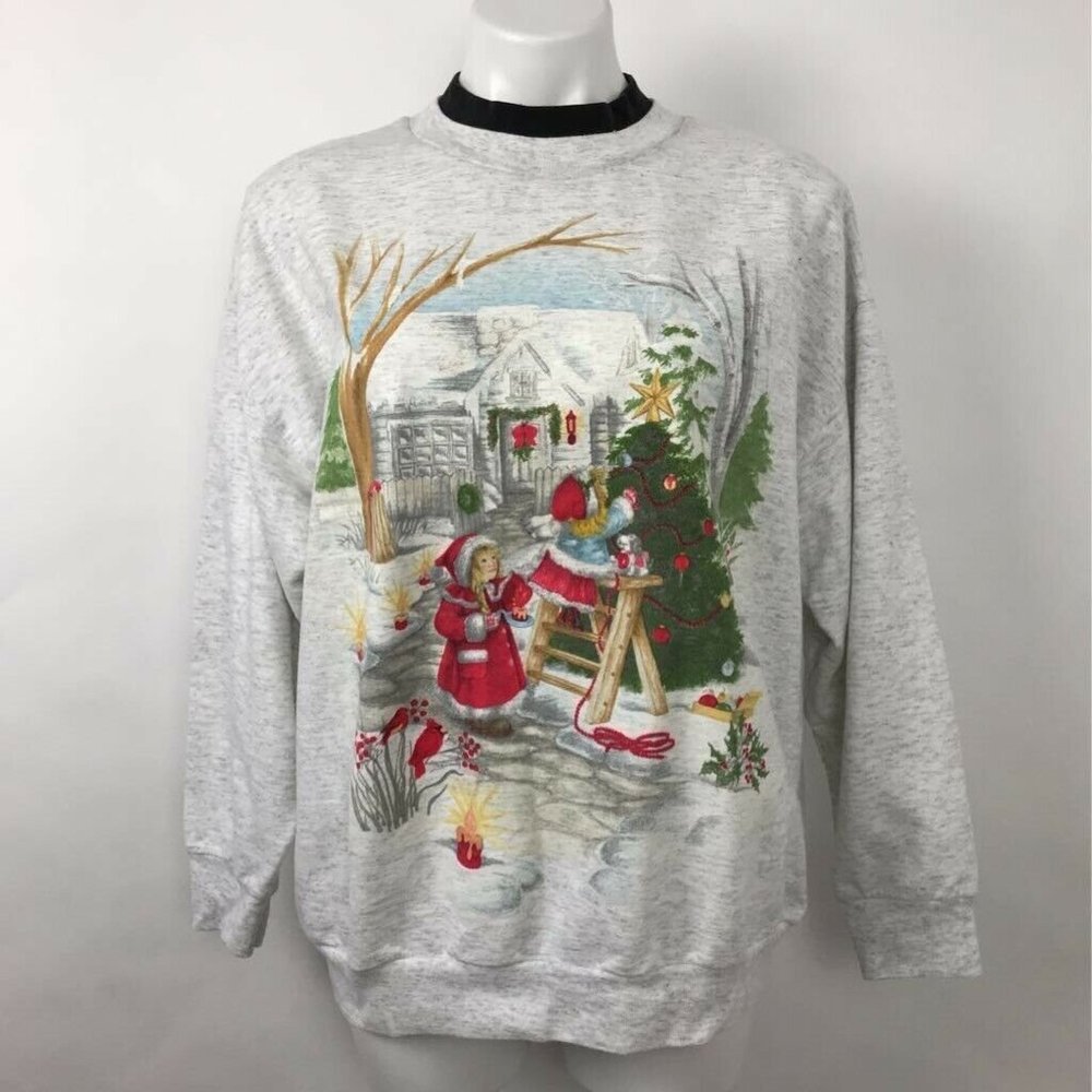 Vintage Nutcracker Sweatshirt Christmas Scene Sz L